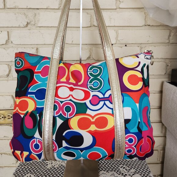 Vintage Coach Poppy Graffiti Pop Art Signature Tote Bag Purse - Picture 4 of 16